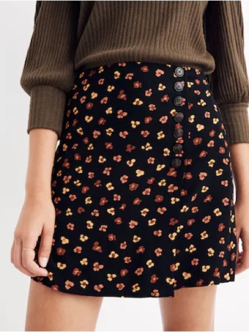 Madewell Floral Button-Front Mini Skirt